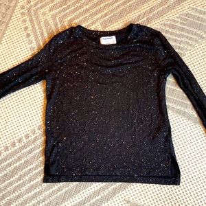 Black glitter long sleeve top with vented sides AND fleece lined matching pants
